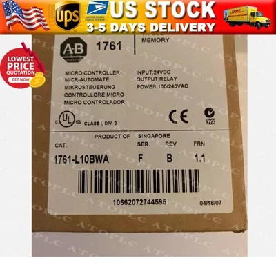 New Sealed AB 1761-L10BWA MICROLOGIX 1000 Controller 1761L10BWA US Free Tax - Image 1 of 2