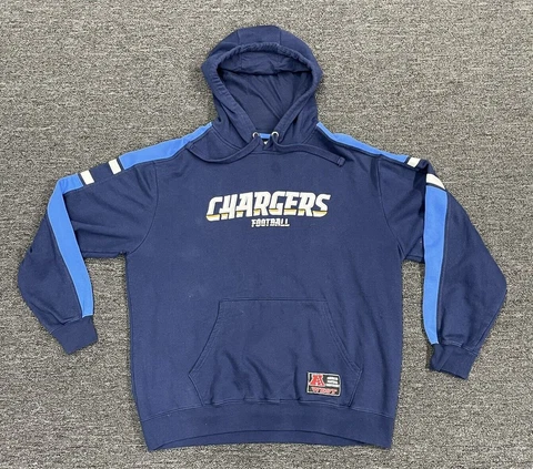 1990's NFL Apparel "Los Angeles Chargers" Navy Long Sleeve Hoodie Pullover ~ XL Cover