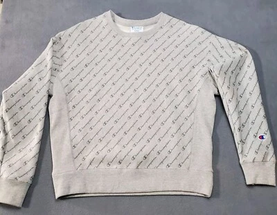 Champion Sudadera Mujer Grande Gris Tejido Inverso Estampado Forrado de Vellón Foto 1 de 4