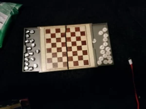 1977 EPOCH BG Chess And Checkers Magnetic Vintage Travel Folding Set Complete - Picture 1 of 3