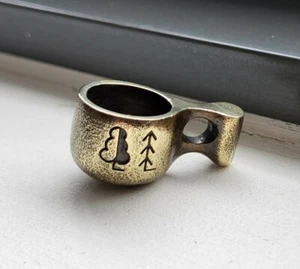 "Kuksa" Bead for Knife Torch or Key-ring lanyard Hand made Brass - Bild 1 von 2