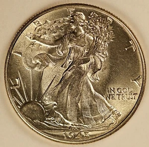 1945 United States Walking Liberty Half Dollar BU Brilliant Uncirculated - Picture 1 of 2