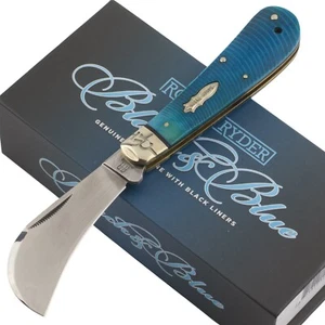 Rough Ryder Black and Blue Hawkbill Blade Folding Pocket Knife RR2121 - Picture 1 of 2