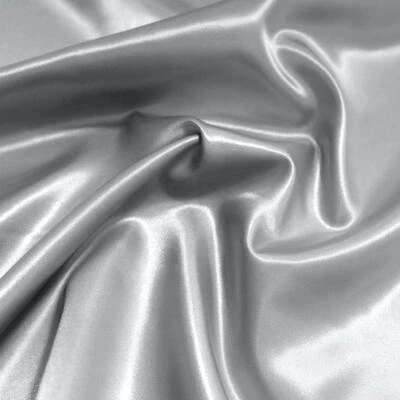 TOLKO STOFFE silber Glanz Satin weich fließend Deko-Stoff Vorhang Gardine Stoffe Meterware