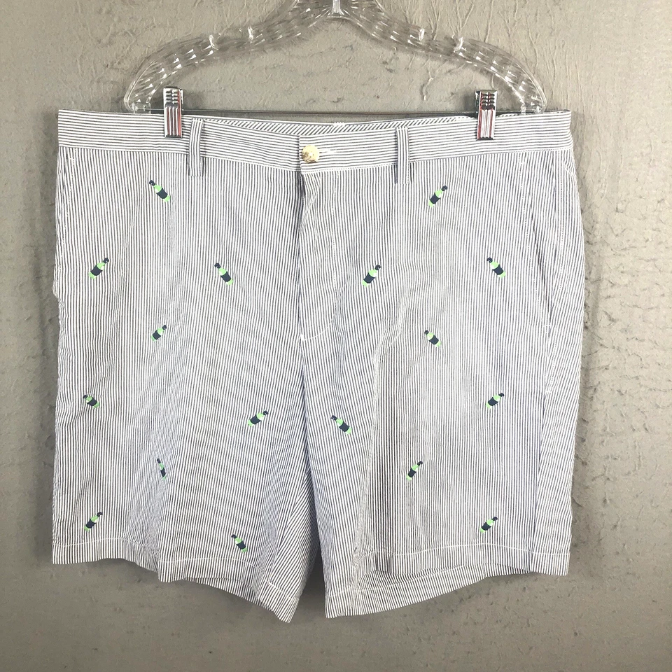 Southern Tide Shorts Mens 40 Blue White Striped Seersucker Beer Bottles Golf - Image 1 of 4