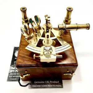 Antique Brass Vintage Marine Astrolabe Ship's Instruments with Wooden Box Gift - Picture 1 of 18