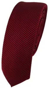 Modische schmale TigerTie Designer Krawatte in bordeaux dunkelrot fein gestreift - Bild 1 von 1