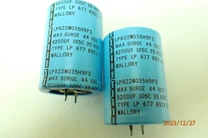 8200UF 35V 105'C SNAP IN MALLORY STABLE ESR LONG LIFE AUDIO CAPACITOR 35mmX50mm - Picture 1 of 3