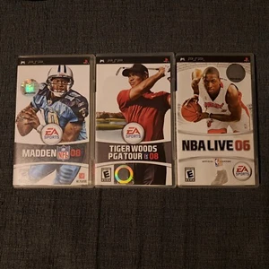 Lot of 3 PSP EA Sports Games: TIGER Woods 08 PGA, NBA Live 06, Madden NFL 08 - Picture 1 of 18