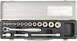 TONE Socket Wrench Set 1560MS 9.5mm 3/8" Silver 17 Pieces New - Picture 1 of 4
