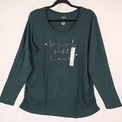 NEW Sonoma Maternity Green Scoopneck Long Sleeve Tee Sz XL SOFT - Image 1 of 4