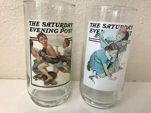 Set of 2 Norman Rockwell Saturday Evening Post Glasses Arby’s Collector Series - Picture 1 of 7