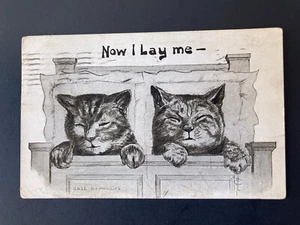 VTG Postcard Fred Clavally Cats in Bed "Now I Lay Me" Stamped One Cent 1911 - Picture 1 of 4