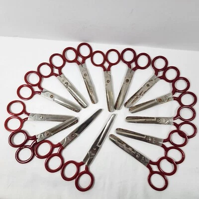 复古金属儿童学校剪刀 14 件装红色手柄钝尖 — 第 1/4 张图片
