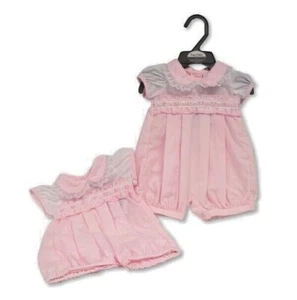 PREM BABY GIRLS ROMPERS SUMMER CLOTHES PINK LACE ROMPER OUTFIT TINY PREEMIE GIRL - Picture 1 of 3