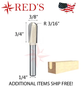 Tideway Carbide Pro LC05040604 3/8""X3/4 Runde Nase 1/4"" Schaftfräser Bit - Bild 1 von 1