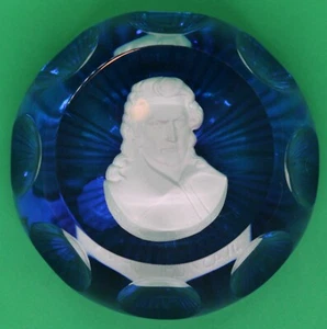 D'Albert Briefbeschwerer - 3" facettierte blaue Basis John Audubon - Bild 1 von 3