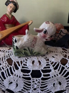 Vintage Kitschy Anthropomorphic Leaping Lamb Planter - Picture 1 of 3
