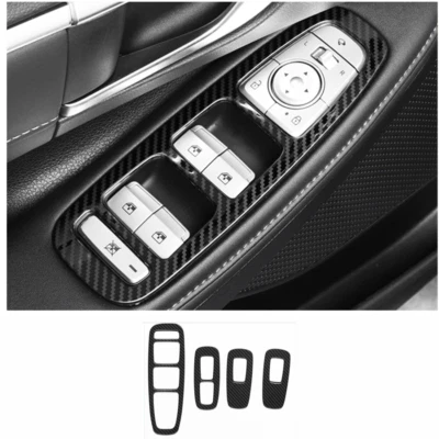 For Hyundai Sonata 2020-2022 Window Switch Panel Cover Set Carbon Fiber Look - Image 1 of 4