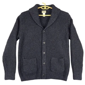 L.L. Bean Lammwolle Strickjacke Pullover Schalkragen Strick Knopfleiste Herren M - Bild 1 von 5