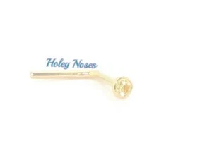 18ct Gold 1.5mm created yellow diamond Nose Stud Ring Bone cone body jewellery - Picture 1 of 5