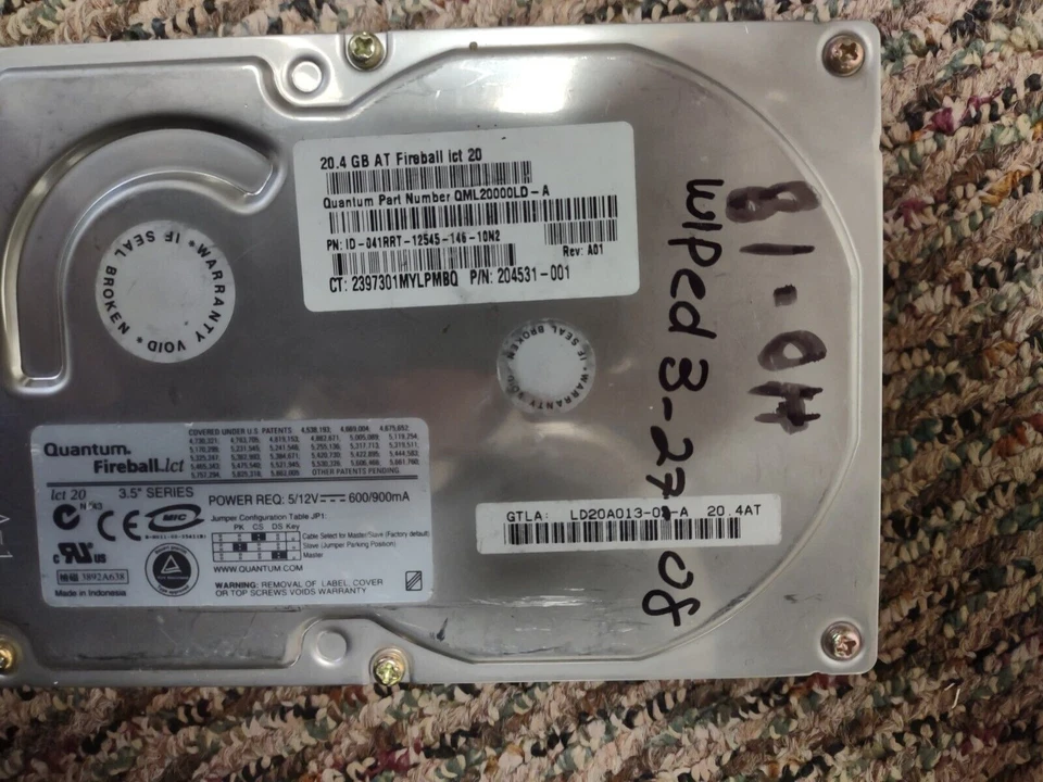 Quantum Fireball 20GB Internal 4500RPM 3.5" (QML20000LDA) HDD - Image 1 of 1