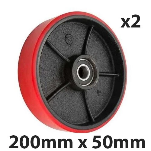 X2 PALLET TRUCK STEERING WHEEL / RED POLYURETHANE/ OD 200X50mm WITH BEARINGS
