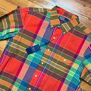 Polo Ralph Lauren Montauk Denim Plaid Button Down Shirt NWT $168 Size Medium - Picture 1 of 9