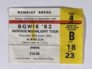 David Bowie Ticket Serious Moonlight Tour Wembley Arena London 2nd June 1983 #2 - Imagen 1 de 12