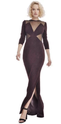 ABS Allen Schwartz ~ черный / красный металлический вязаный вырез иллюзия платье XS новый $380 - Изображение 1 из 4