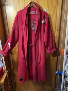 Delicates Red Fleece Robe w/Scottie Dog theme ladies size large lazy bones - Picture 1 of 9