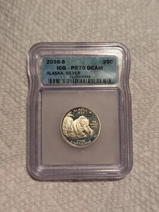 2008-S ICG PR70DCAM Alaska Silver State Quarter!!!!!! - Picture 1 of 2