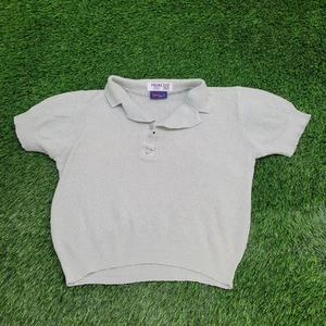 Vintage 80s MOD Crop Polo Shirt Womens Large 24x21 Baggy USA - Picture 1 of 9