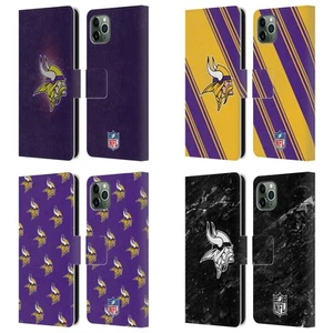 NFL MINNESOTA VIKINGS ARTWORK LEATHER BOOK WALLET CASE FOR APPLE iPHONE PHONES - Picture 1 of 10
