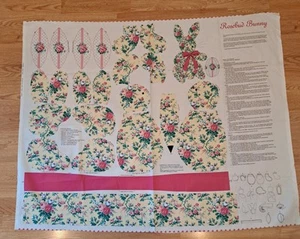 Fabric Cut Out Panel Vip Cranston Rosebud Bunny & Egg Easter Soft Toys - Picture 1 of 6