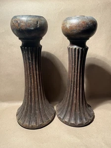 Vintage or Antique 10.5” Wooden Objects of Unknown Purpose - Spool/Wig Stands? - Bild 1 von 9