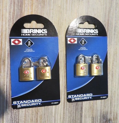 BRINKS 4 TSA Approved Luggage Locks, Travel Padlock, Brass