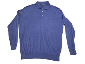 Peter Millar Long Sleeve Polo XL blue Cotton Crown Crafted  - Picture 1 of 10