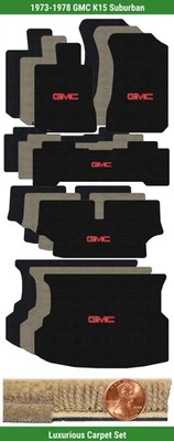 Juego de alfombrillas de lujo personalizadas para GMC K15 Suburban 1973-1978 con logotipo (5 piezas) #NZJ Foto 1 de 4