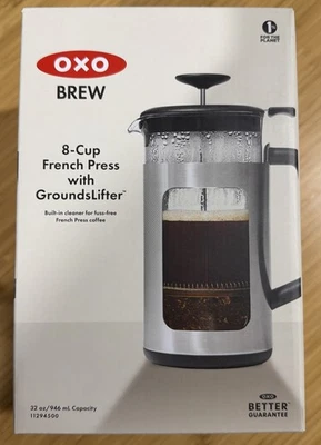 Cafetera de prensa francesa OXO preparar y servir jarra de vidrio 8 tazas (32 oz)/946 ml Foto 1 de 2