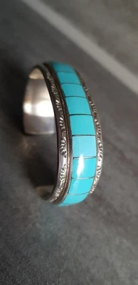 Armreif Armspange 925 Sterling Silber, Türkis, Einlegearbeit - Bild 1 von 4