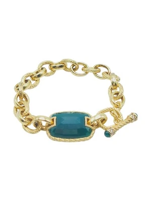 Judith Ripka Gold-Plated Sterling Bracelet with Teal Blue Green Stone - Image 1 of 4