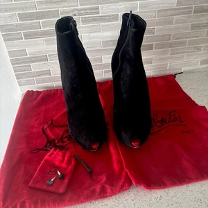 Christian Louboutin 120 mm schwarz Wildleder versteckter Peeptoe Stiefel Gr. 37,5 - Bild 1 von 18