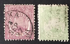 Fiji 1891 Used 1d & 2d Stamps Light Hinged - Picture 1 of 2