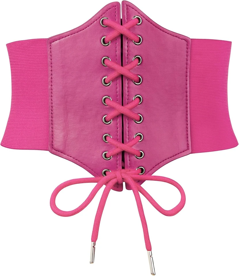 Lace up pirate corset belt - elastic waist vintage renaissance accessory - Image 1 of 4