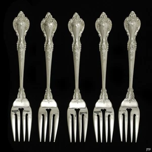 5 Lunt Delacourt Sterling Silver Salad Dessert Forks - Picture 1 of 4