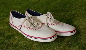Sneaker Keds donna Kickstart Pennant taglia 7 panna tela baseball punto - Foto 1 di 8