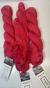 3 Hanks Fibre Blu Cielo Skinny Filato Cotone Organico PEONIA Rosa 7B2534~150 Yds ea - Foto 1 di 6