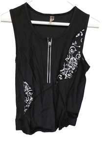 NWOT SKIRT SPORTS WOMEN'S 1/2 Zip Fitness Run Bike Tank  Size Medium Black Multi - Picture 1 of 2