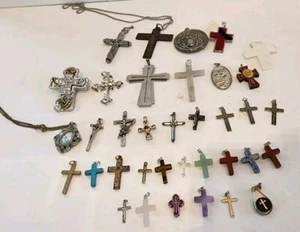 35+ Kreuz Charm Anhänger Konvolut Metall Holz Stein groß klein schlicht ausgefallen Italien - Bild 1 von 15